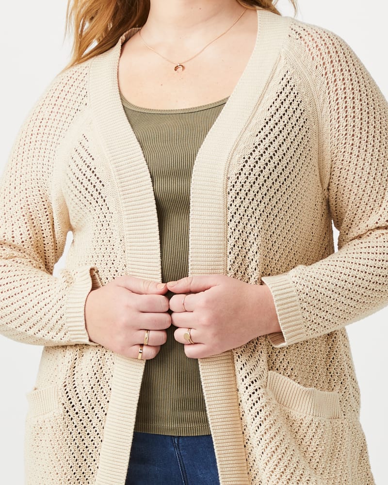 Plus size open knit cardigan top